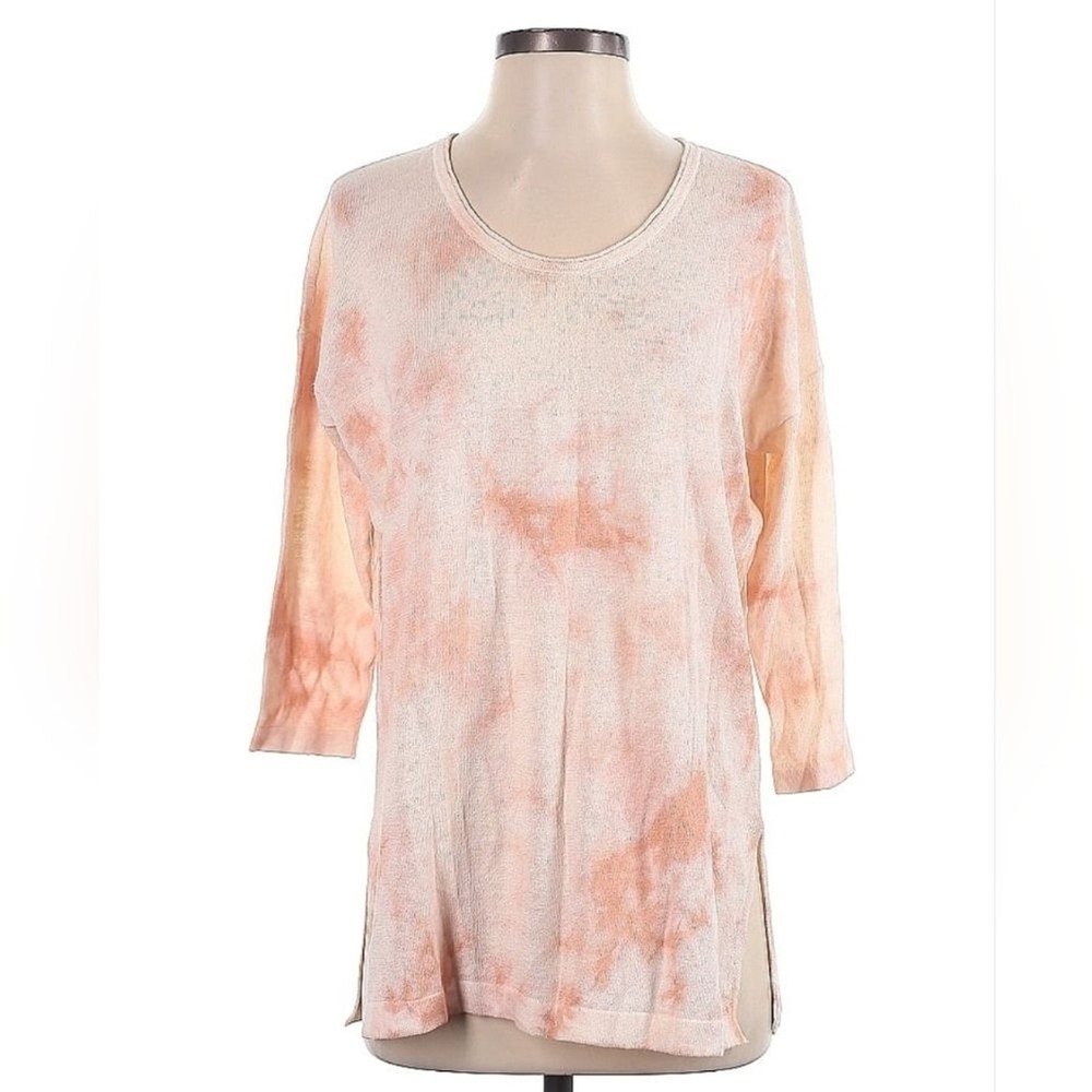 NEW Pure Jill Tie Dye Sweater Womens XS Peach Linen Blend Boho Coastal J. Jill